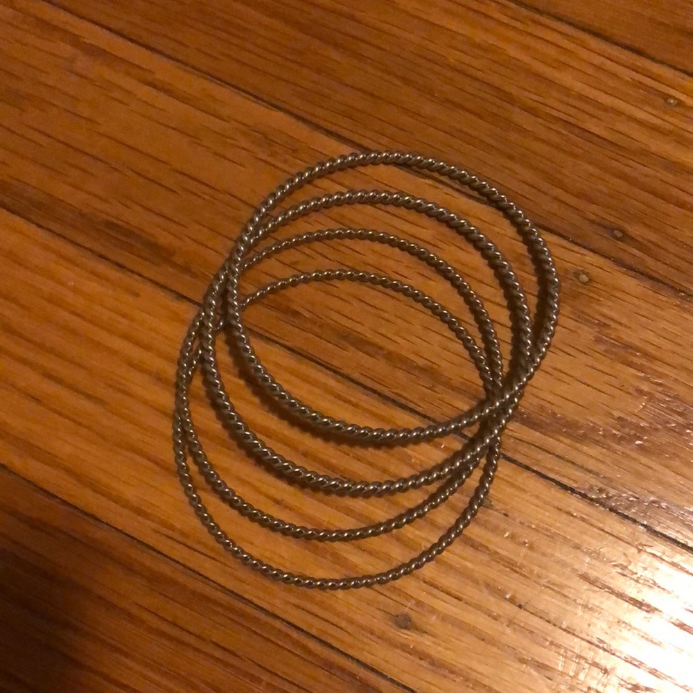 4 silver, braided bangles